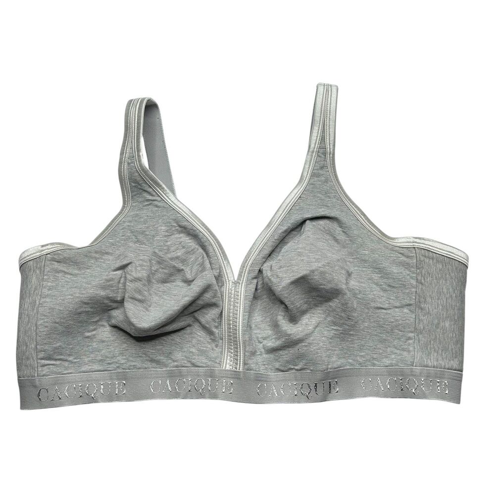 Cacique grey unlined wireless wire free full coverage bra 46DD